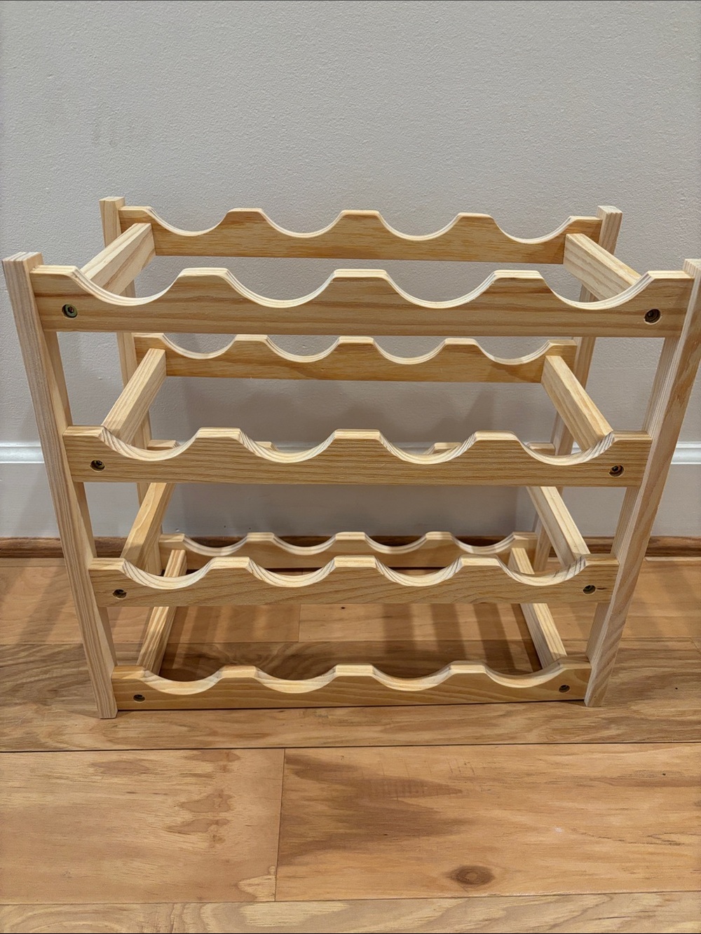 Natural Wood 4-Tier Wine Rack